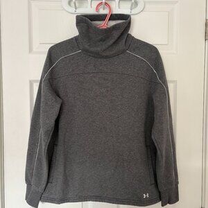 Under Armour Women's Rival Fleece Mock Neck Pullover, Small, Grey and White
